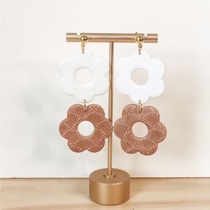 Handmade floral hippie white and rose dangle earring boho